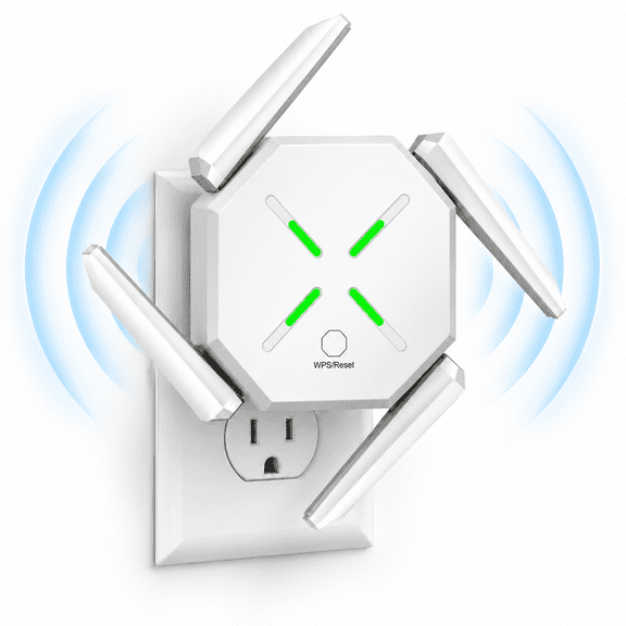 ICREOPRO 1200Mbps WiFi Extender, Wireless Signal Repeater Booster, 2.4GHz & 5GHz, WiFi Range Extender for Home,Apartment