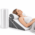 thumbnail image 1 of ICREOPRO Adjustable Foldable Bed Wedge Pillow for Sleeping, 3 Angles, 25D Support Foam, Removable D-Shaped Bolster, Washable Cover, White and Gray, 1 of 10