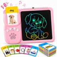 thumbnail image 1 of ICREOPRO Talking Flash Cards with LCD Writing Tablet, 2 in 1 Educational Toys for Kids, 224 English Words, 112 Double-Sided Cards, Erasable Drawing Board, Preschool Learning Toy, Pink, 1 of 9
