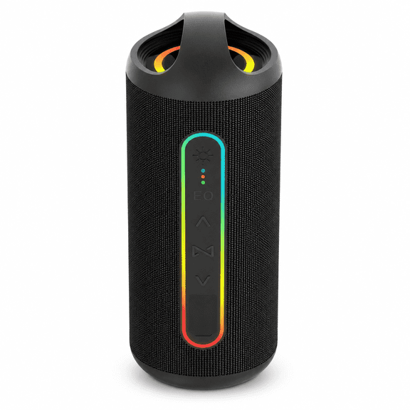 ICREOPRO Portable Bluetooth Speaker, Outdoor Wireless Speaker with 20W Stereo Sound, Bluetooth 5.3, TWS Pairing, RGB Light, Up to 8 Hours Playtime, TF Card and AUX Input, Black