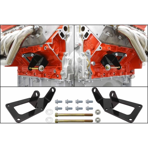 ICT Billet 1975 to 1987 SBC to LS Swap Engine Mount Steel Clamshell Bracket Motor Conversion Black Powder Coated Finish Heavy Duty Laser Cut Steel 551928