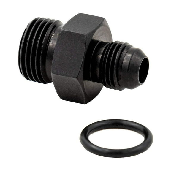 ICT Billet -6AN Flare to 8 Oring ORB Male Fuel Pump Rail Adapter Fitting Flare Hose Plumbing Oil Straight Thread Regulator Port Fluid End Black Anodized F06AN08OR