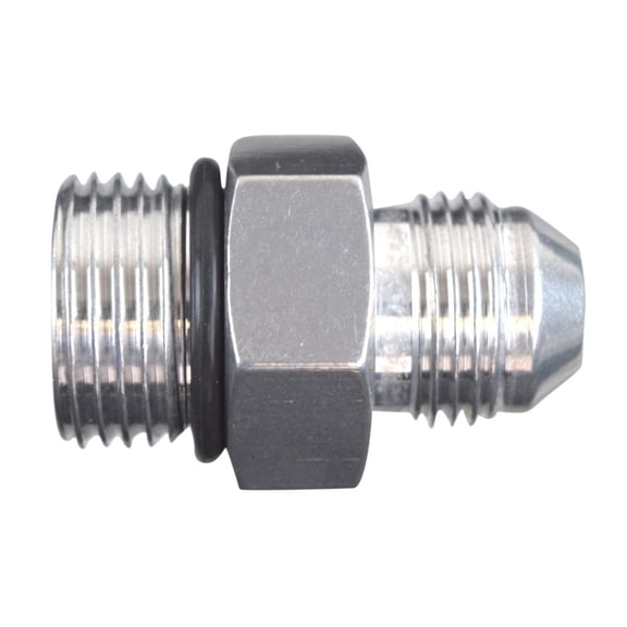 ICT Billet -8AN Flare to -10AN ORB Oring Male Fuel Pump Rail Adapter Fitting Flare Hose Plumbing Oil Straight Thread Regulator Port Fluid End Bare Aluminum AN920-08-10A