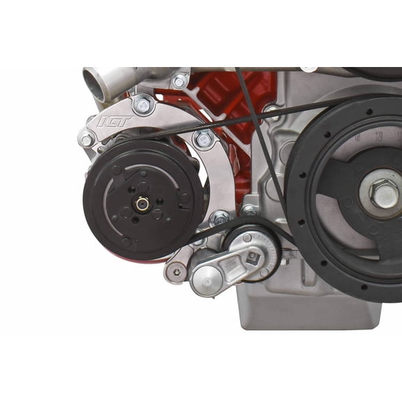 ICT Billet LS Corvette - Low Mount 4 Rib Air Conditioning Compressor Bracket for Sanden 7176 SD7