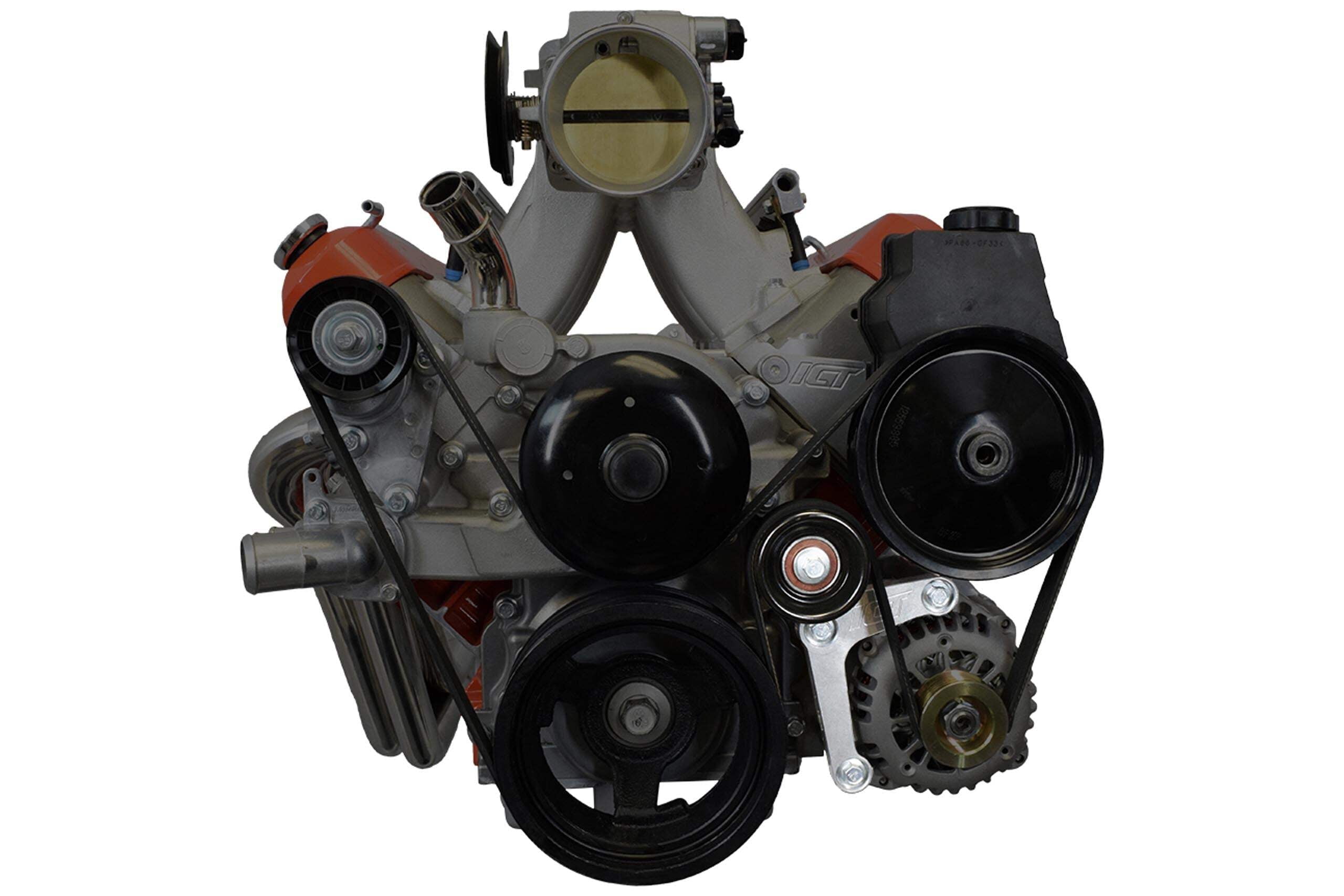 ICT Billet LS Truck Alternator Bracket Low Mount Complete w/Idler Pulley Compatible with Truck / LS3 L99 Camaro SS 4.8L 5.3L 6.0L 6.2L LSX LQ4 LQ9 L33 551668-3