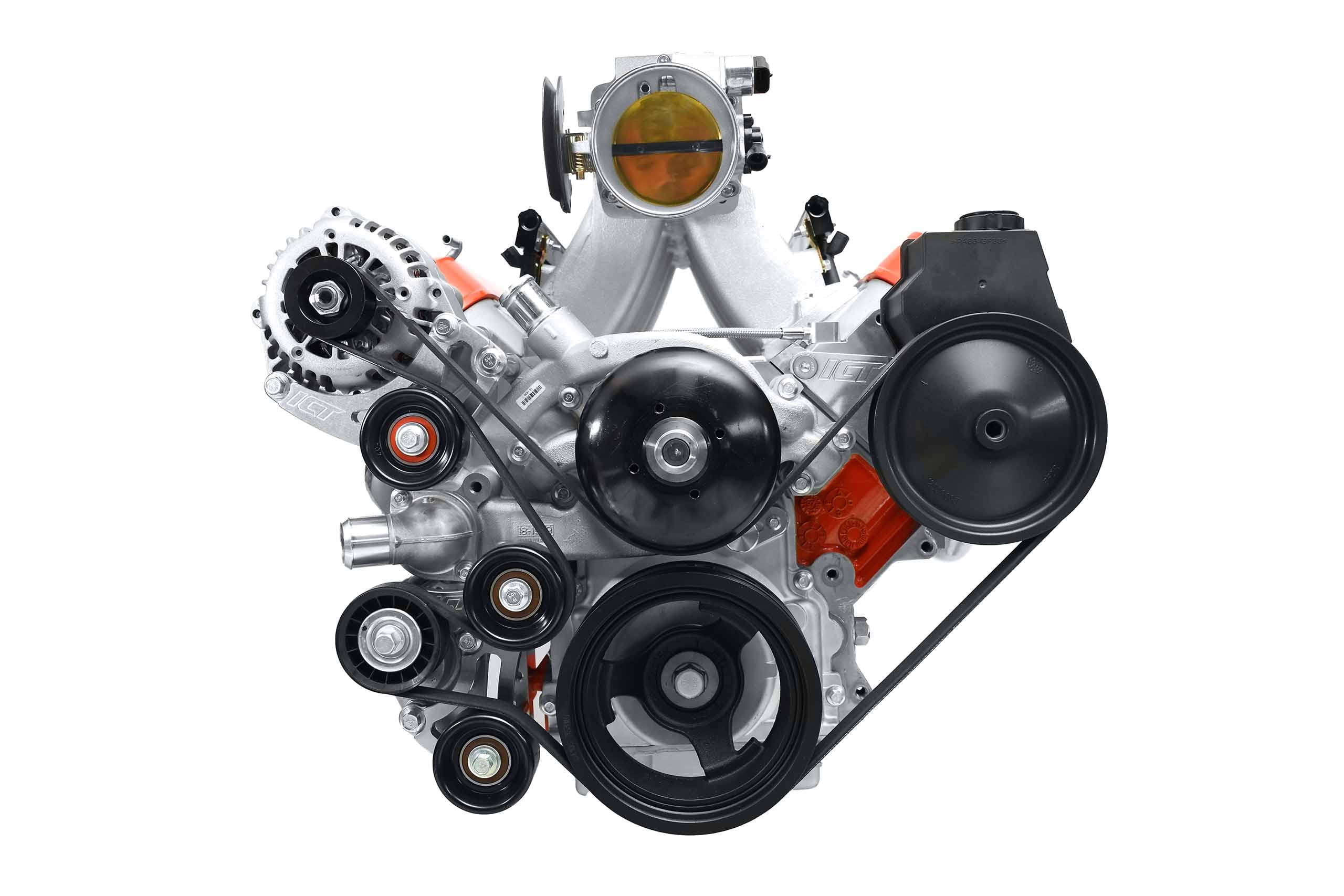 ICT Billet LS Truck Alternator and Power Steering Pump Relocation