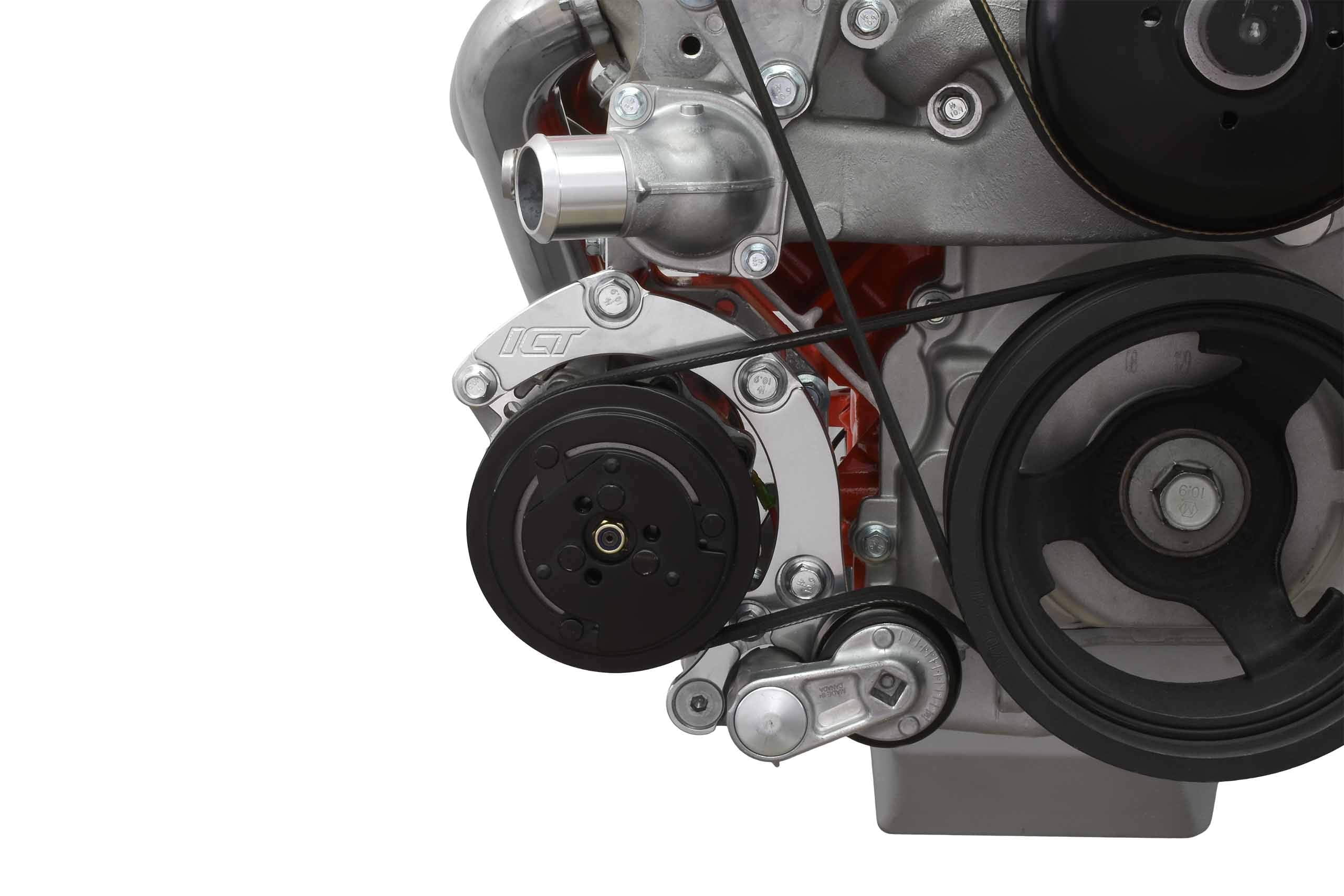 ICT Billet LS Truck Low Mount 6 Rib Air Conditioning Compressor Bracket ...