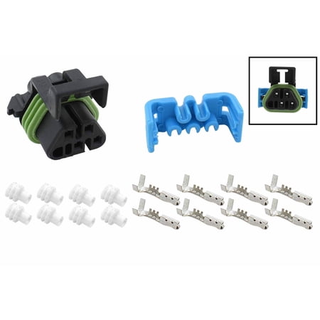 ICT Billet Oxygen Sensor 02 GM LS Sensor Black Trapezoid Female Wire Connector Plug Component Kit