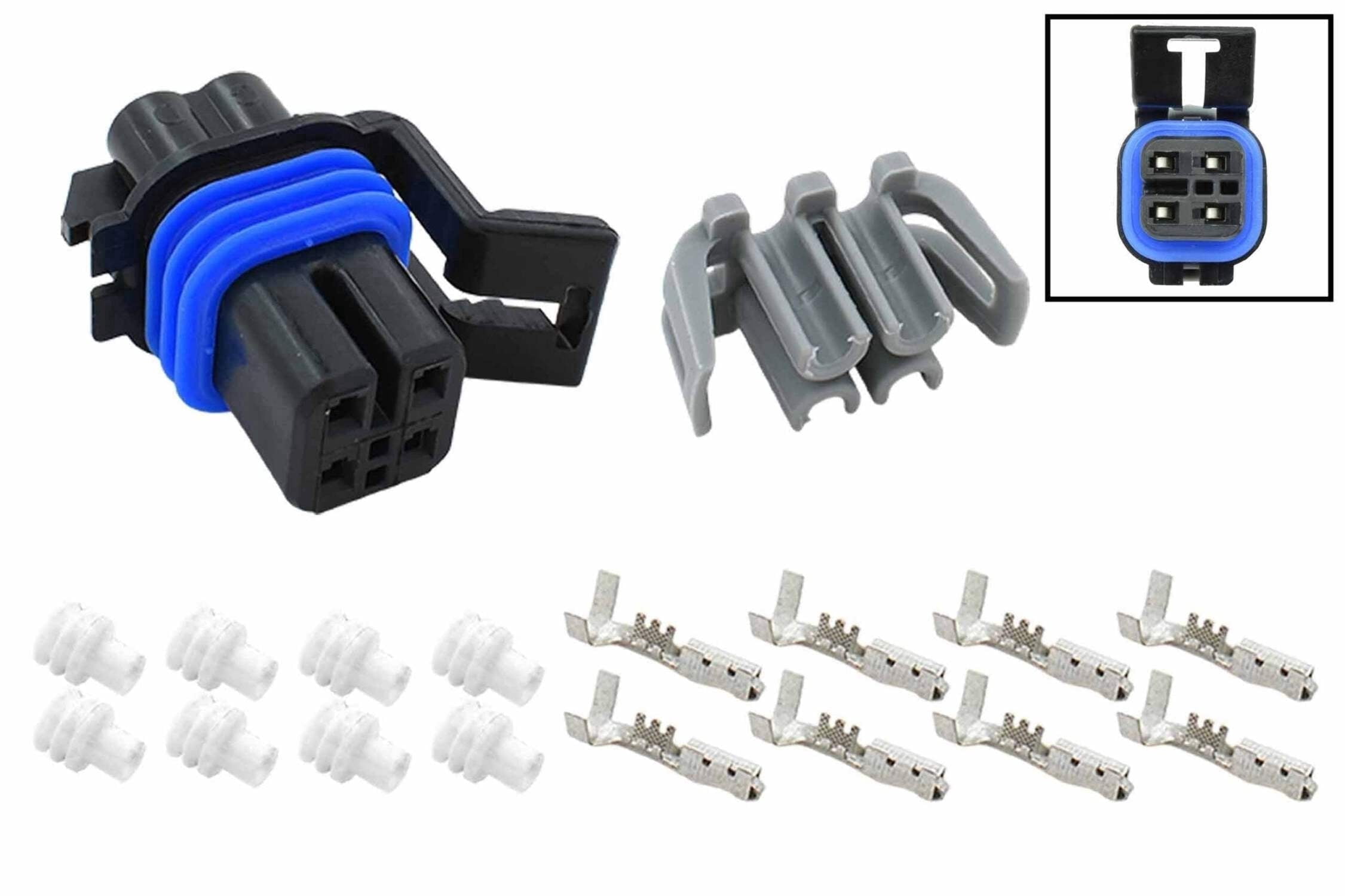 ICT Billet Oxygen Sensor 02 GM LS Sensor Square Female 1-Keyway Wire Connector Plug Component Kit Terminals Seals Metri-Pack 150 WC0XY34