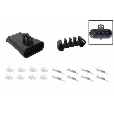 ICT Billet Oxygen Sensor Flat 4-Wire Male Harness Connector Plug Component Kit with Terminals and