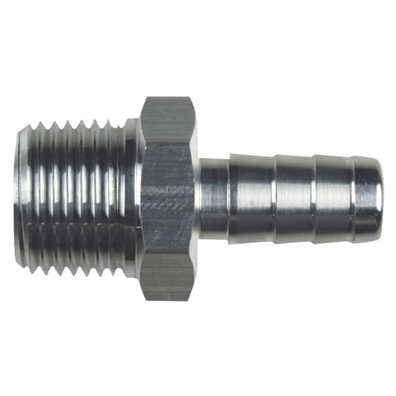 ICT Billet Straight 3/8" NPT Pipe to 3/8" .375" Hose Barb Fitting Bare Aluminum AN840-06-06A