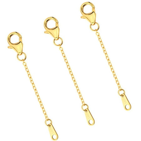 ICTPTOSL 18K Yellow Gold Plated Necklace Extender, Adjustable Gold Chain Extender for Gold Chain Necklace Bracelet, 2Inch X 3Pack