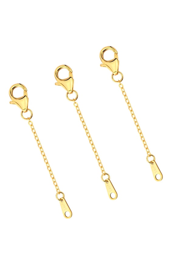 18K Yellow Gold Plated Necklace Extender, Adjustable Gold Chain Extender for Gold Chain Necklace Bracelet, 2Inch X 3Pack