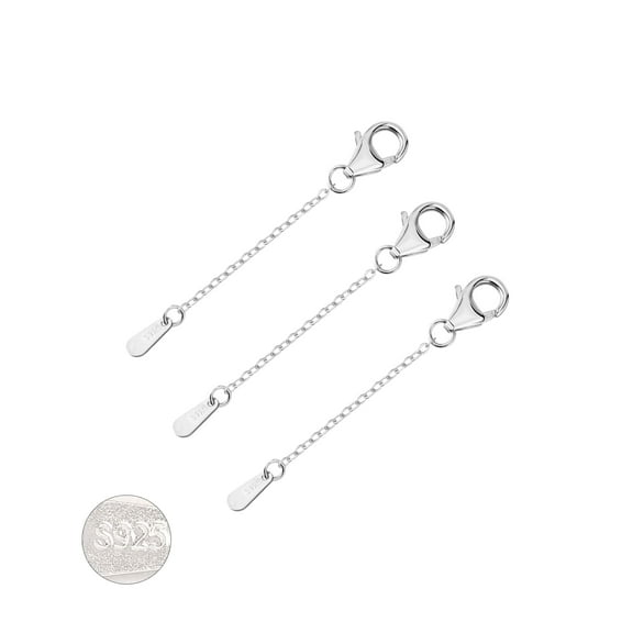 ICTPTOSL 3Pcs 18K White Gold Plated Chain Necklace Extender Delicate Durable Adjustable Chain Extender for Silver Necklace