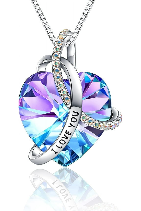 Birthday Day Gifts for Women Heart Pendant Necklace S925 Sterling Silver I Love You Necklace Jewelry Gifts for Women Sisters Daughter Mom Mama