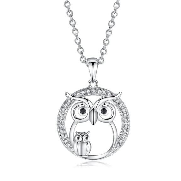 ICTPTOSL Owl Necklace for Women, Sterling Silver Owl Pendant with Zircon Jewelry Gifts for Women Mom Wife