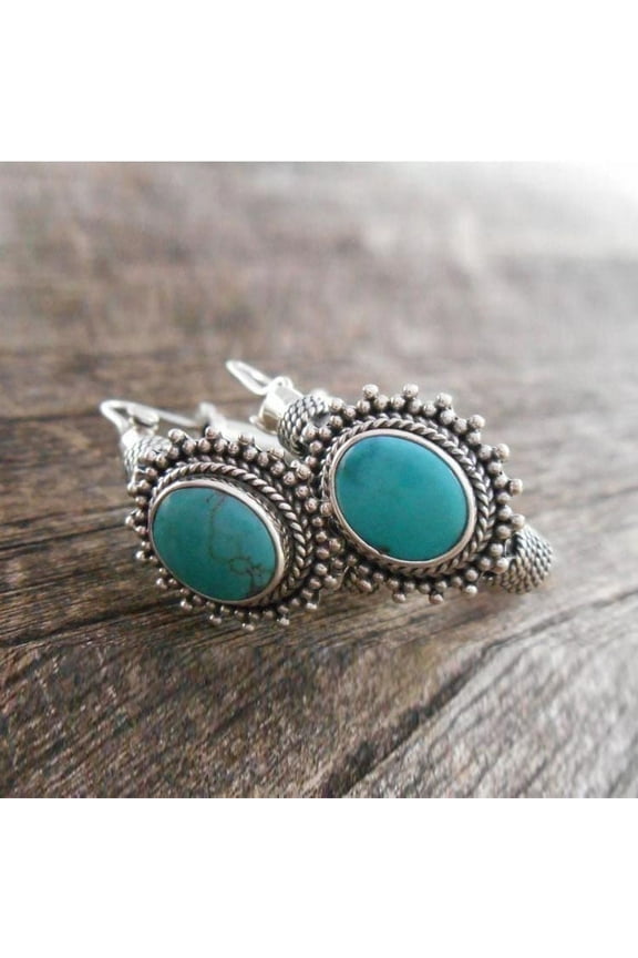 Birthday‘s Day Gifts for Women Turquoise Hoop Earrings Western Jewelry Gifts Boho Earrings for Women Mother Girlfriend