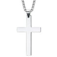thumbnail image 1 of Cross Necklace for Men Stainless Steel Cross Pendant with 24" Box Chain, Religiou Gifts for Father Uncle Son Boyfriend, 1 of 7