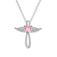 thumbnail image 1 of Rynsito Cross Necklace for Women, 925 Sterling Silver Cross Pendant with Angel Wing Birthstone Necklace, Faith Gift for Mom Wife Daughter Girlfriend, 1 of 7