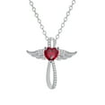 thumbnail image 1 of Rynsito Cross Necklace for Women, 925 Sterling Silver Cross Pendant with Angel Wing Birthstone Necklace, Faith Gift for Mom Wife Daughter Girlfriend, 1 of 7