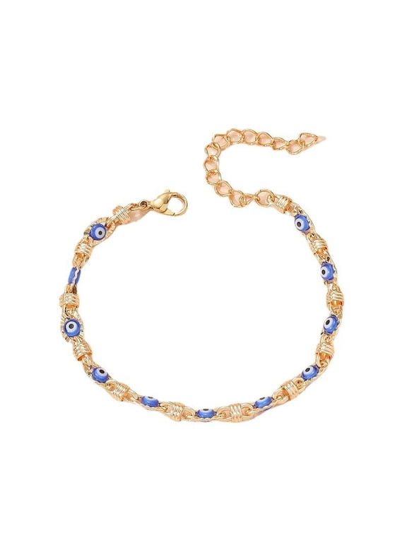 Evil Eye Bracelet for Women, 14K Gold Plated Turkish Evil Eye Chain Bracelets for Women