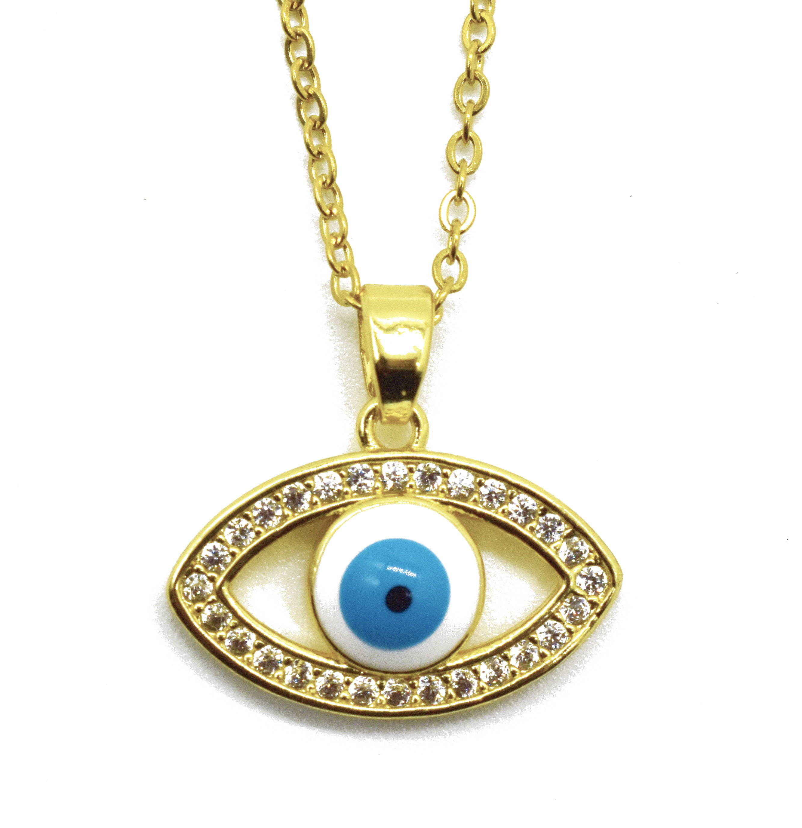 ICTPTOSL Evil Eye Necklace for Women Gold Plated Cubic Zirconia Inlay