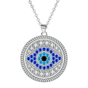 ICTPTOSL Evil Eye Pendant Necklace 925 Sterling Silver Greek Protection Jewelry for Women