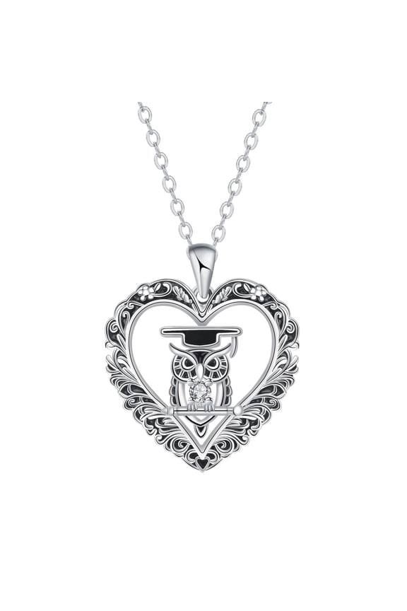 Graduation Gifts for Her, Sterling Silver Owl Pendant Necklace Graduation Gift for Girlfriend Daughter Niece