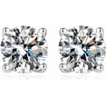 thumbnail image 1 of Moissanite Earrings for Women, 925 Sterling Silver 3-10mm (0.2-8ct) Round Cut D Color VVS1 Studs, 14K White Gold Plated Lab Created Diamond Earrings Men, 1 of 7