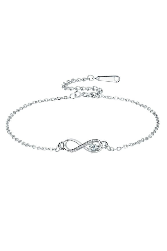 Infinity Heart Birthstone Bracelet for Women 925 Sterling Silver Bracelet Jewelry Gifts for Mother Wife Girlfriend Her