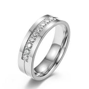RYNSITO Men's Ring Stainless Steel Wedding Bands with Cubic Zirconia Ring for Men Women Size 5-11