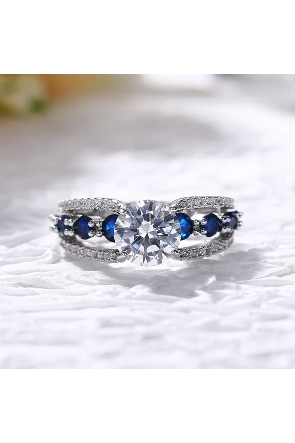 Moissanite Engagement Ring for Women, S925 Sterling Silver Sapphire Ring, Blue Sapphire Ring for Women Mom Wife