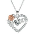 thumbnail image 1 of Rynsito Mom Necklaces with Rose, Rose Heart Birthstone Necklace Mother's Day Gifts Birthday Jewelry Gift for Women Mom Nana, 1 of 7