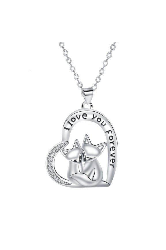 Valentine Gifts for Women, Tiny Animal Fox Pendant Necklace for Women, Sterling Silver Fox Pendant Necklace Jewelry Gifts for Mom Wife Daughter