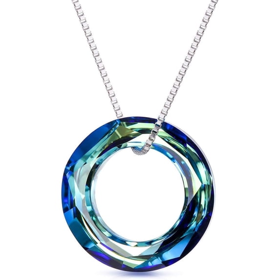 ICTPTOSL Mother's Day Gifts for Women, 925 Sterling Silver Circle Necklace with Austrian Crystal, Jewelry Gifts for Women Mother Wife