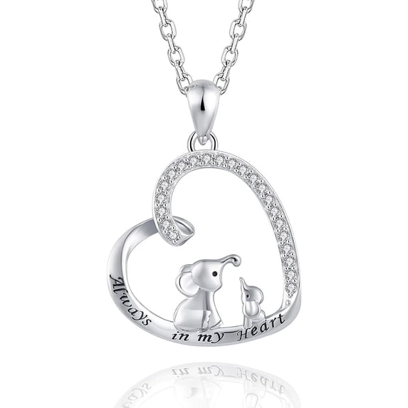 Mom Elephants Necklace for Women, Always In My Heart Necklace Jewelry Gifts for Women Mom Mama Nana