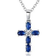 ICTPTOSL Mothers Day Gifts for Women, Cross Necklace Sterling Silver Cross Pendant Necklace with Topaz Gemstone, Jewelry Gifts for Women Mom Mama Nana