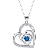 Mothers Day Gifts for Women, Sterling Silver Dolphin Necklace Dolphin Heart Necklace for Girlfriend Mother Wife Daughter