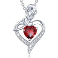 thumbnail image 1 of Rynsito Mother's Day Gifts for Women, Rose Flower Necklace Sterling Silver Heart Birthstone Necklaces, Jewelry Gifts for Mother Wife Girlfriend, 1 of 5