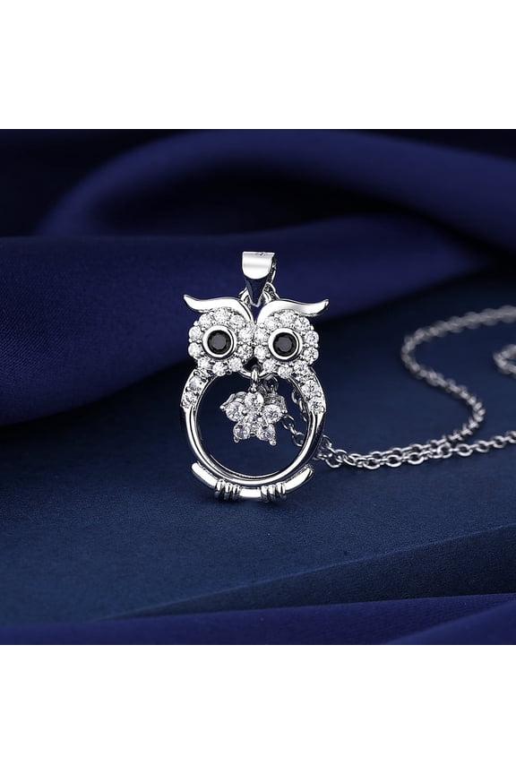 Owl Necklace for Women 925 Sterling Silver Owls Pendant with Crystal Jewelry Gifts for Birthday Valentine
