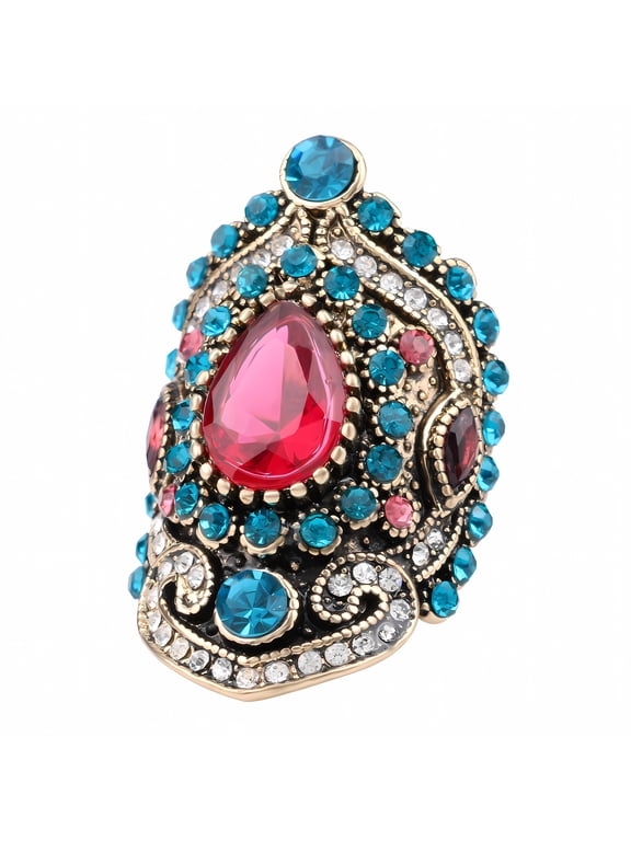 ICTPTOSL Stainless Steel Boho Style Ring Vintage Ring with Cubic Zirconia Stone Ring for Women Mom Nana