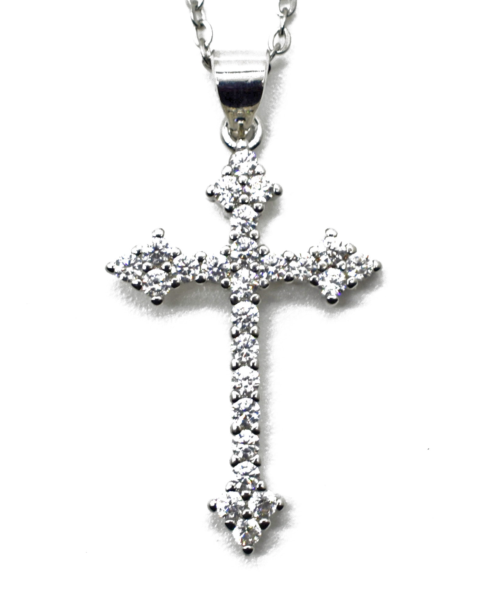 Charming Girl Kids' Sterling Silver Crystal Cross Pendant Necklace