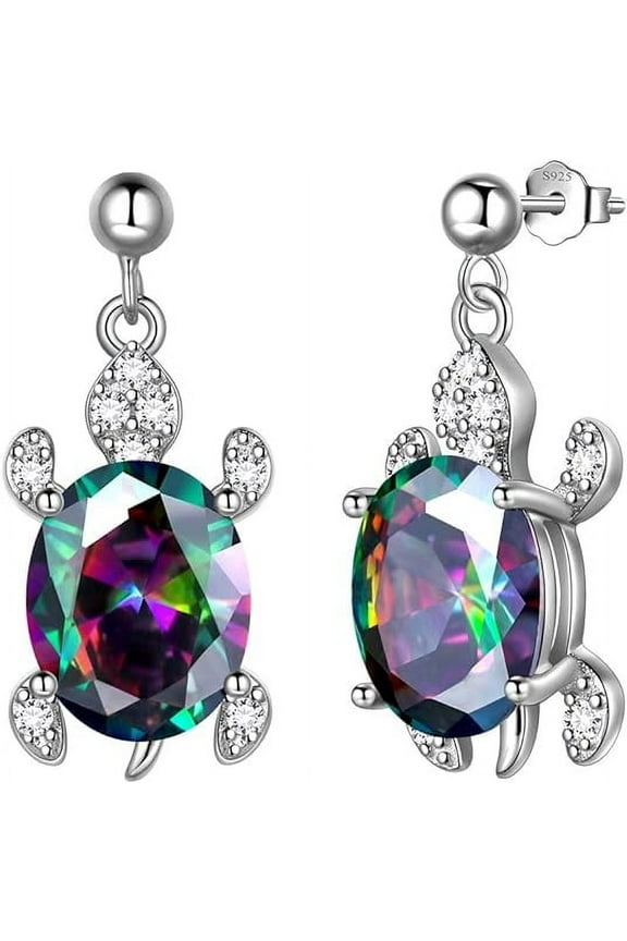 Tutrle Jewelry 925 Sterling Silver Turtle Earrings for Women Sea Animal Turtle Earrings Crystal Cubic Zirconia Jewelry Gifts