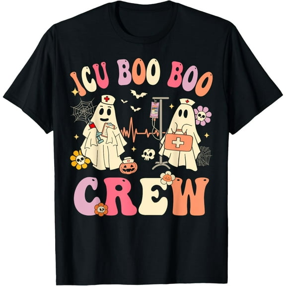 ICU Boo Crew Ghost Costume ICU Nurse Halloween T-Shirt