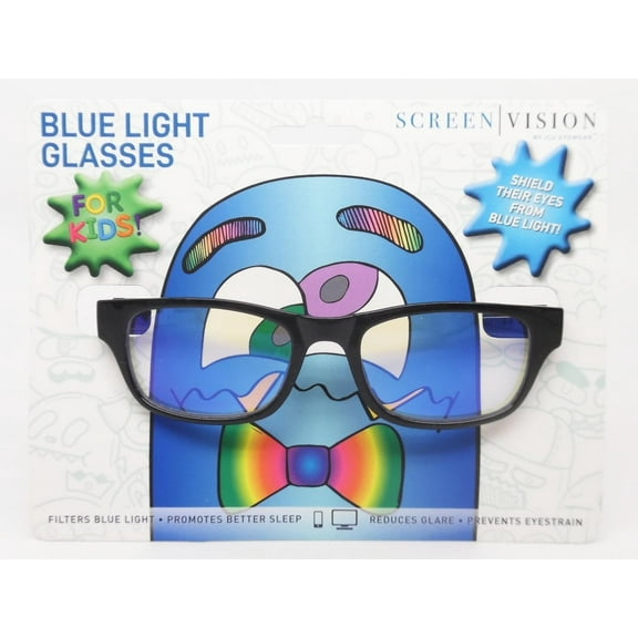 ICU Eyewear Kids Screen Vision Blue Light Filtering Rectangular Glasses - Black