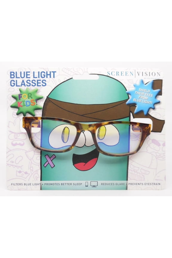 Kids Screen Vision Blue Light Filtering Rectangular Glasses Tortoise
