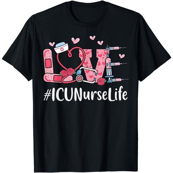 ICU Nurse Love Valentines Day Cute Women Heart Appreciation T-Shirt