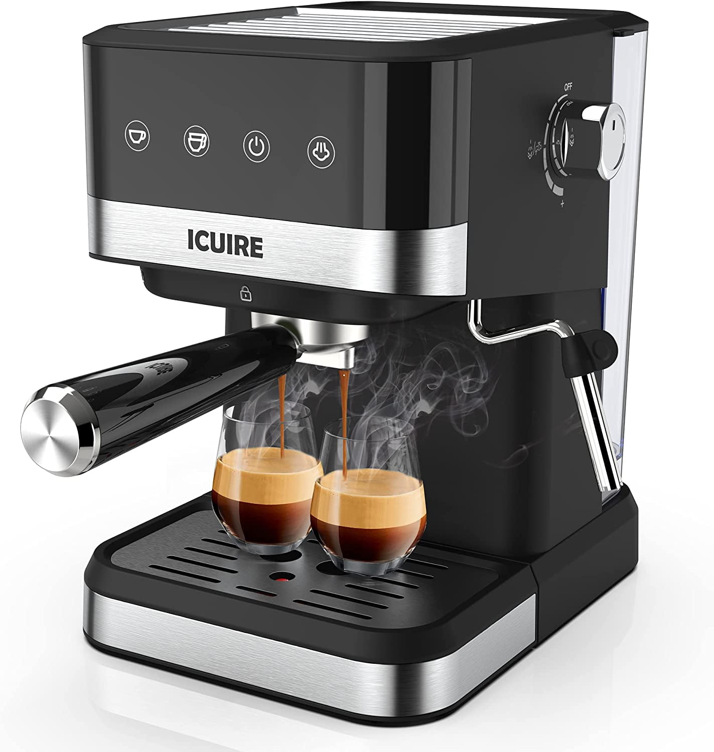 ICUIRE Espresso Coffee Machine - 20 Bar Pump Espresso and Cappuccino Latte  Maker with Milk Frother 1050W High Performance 1.5L/50Oz Removable Water  Tank Perfect for Home Barista 