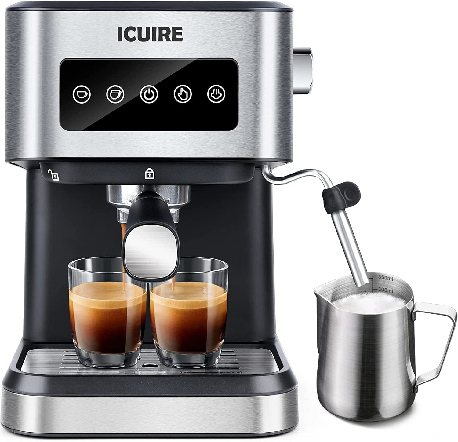 ICUIRE Espresso Machine with Milk Frothing Pitcher 20 Bar Expresso