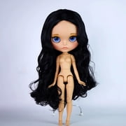 ICY DBS Blyth Doll 30cm BJD Colorful Hairstyle Doll, Pouting Lips Tan Skin Matte Face & Glossy Face with 19 Joints for Pose Play,4 Exchangeable Eye Colors Girls Christmas Gift